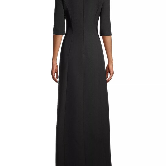 Kay Unger Davina Stretch-Crepe Formal Jumpsuit, Black - Picture 2 of 10